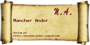 Mancher Andor névjegykártya